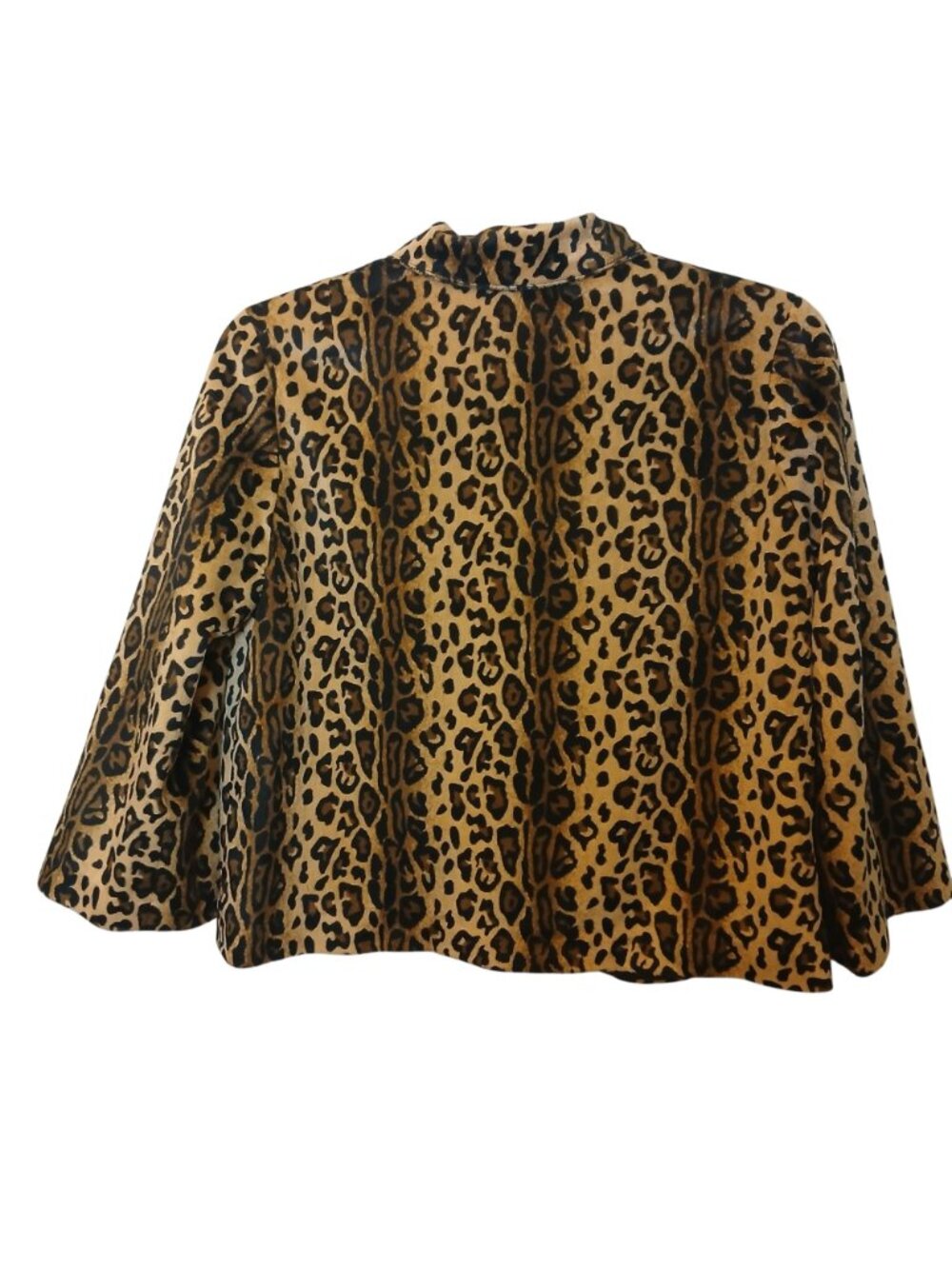 VTG Jaclyn Smith Leopard Print Jacket M Polyester Lined 3 Snap Open Front #L-51 - Picture 3 of 9